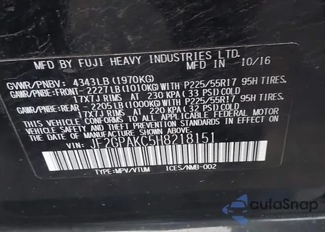 2017 Subaru Crosstrek 2.0I Limited from USA, damaged, VIN JF2GPAKC5H8218151